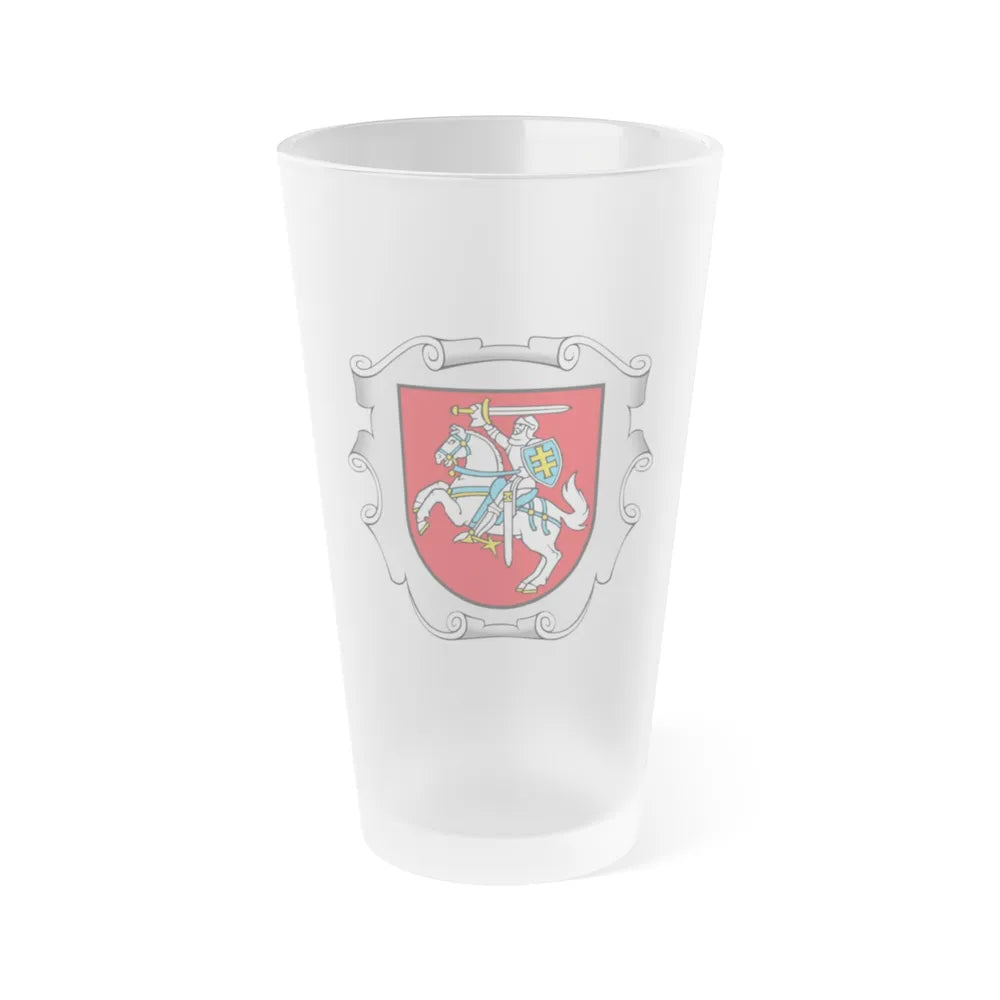 Coat of arms of the Ministry of the Interior of Lithuania - Frosted Pint Glass 16oz-16oz-Frosted-Go Mug Yourself