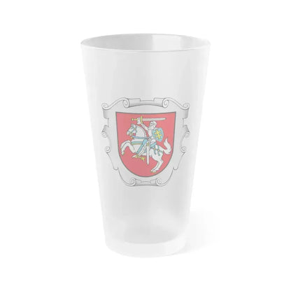 Coat of arms of the Ministry of the Interior of Lithuania - Frosted Pint Glass 16oz 16oz Frosted - Go Mug Yourself