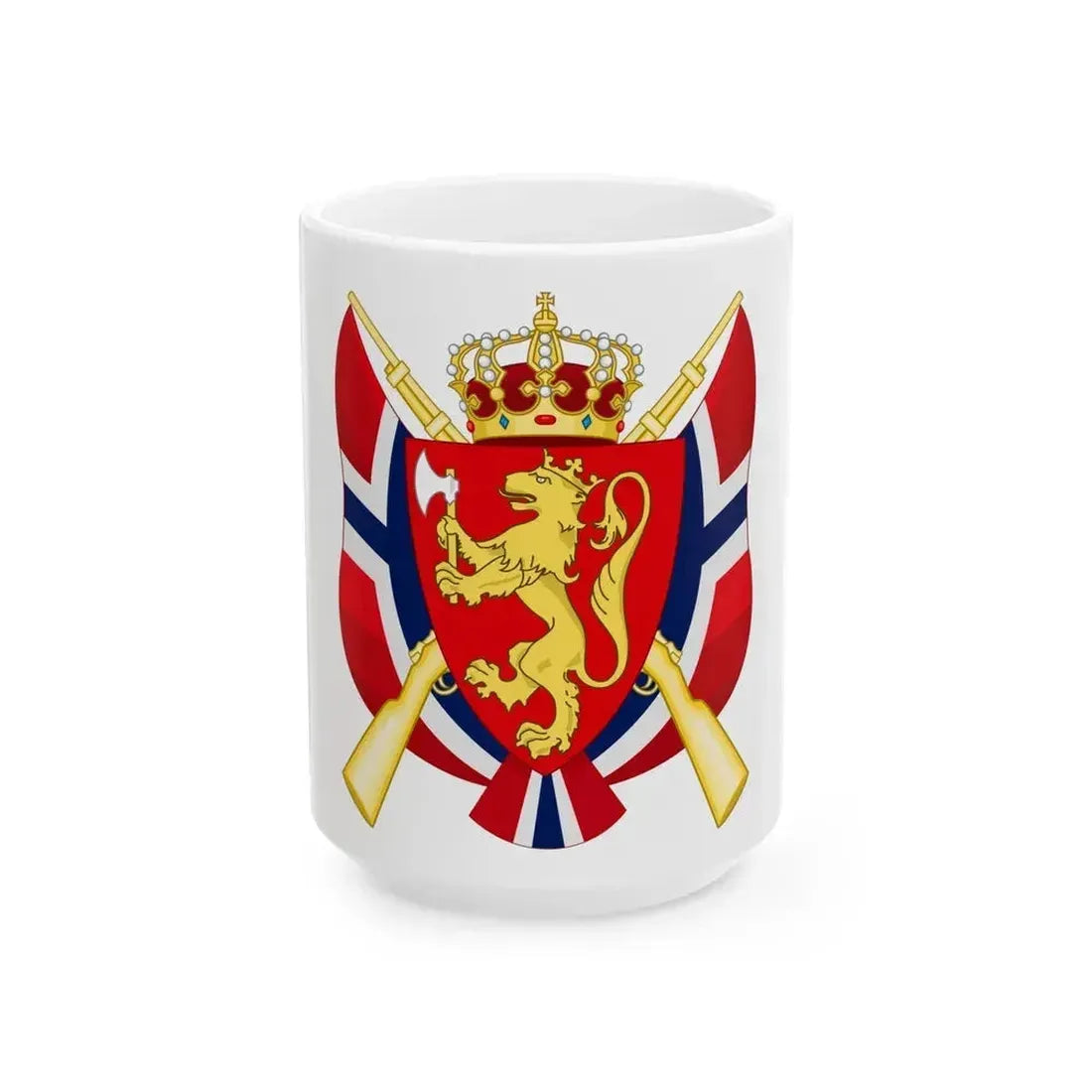 Coat of arms of the National Rifle Association of Norway - White Coffee Mug 15oz - Go Mug Yourself