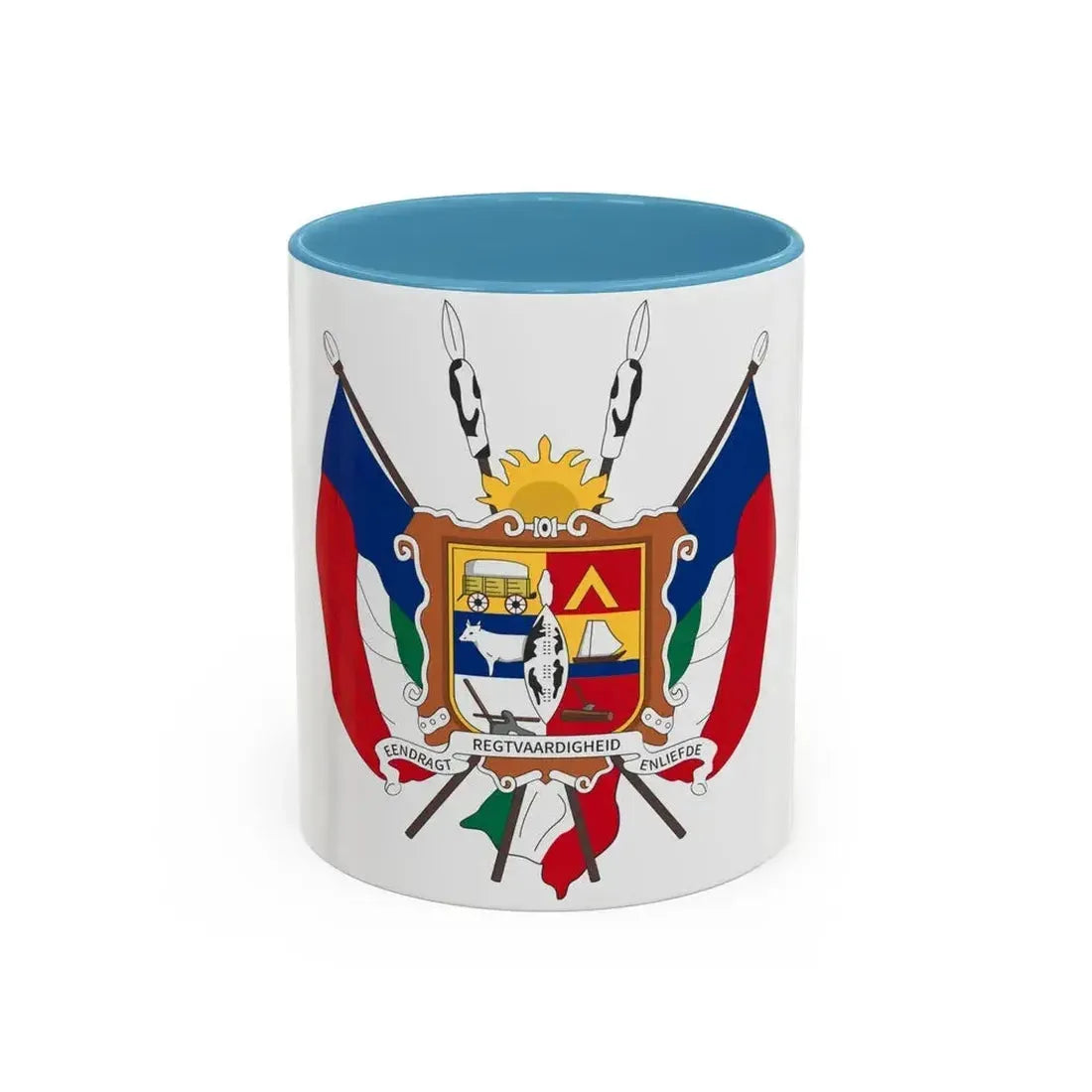 Coat of arms of the Nieuwe Republiek - Accent Coffee Mug 11oz Light Blue - Go Mug Yourself