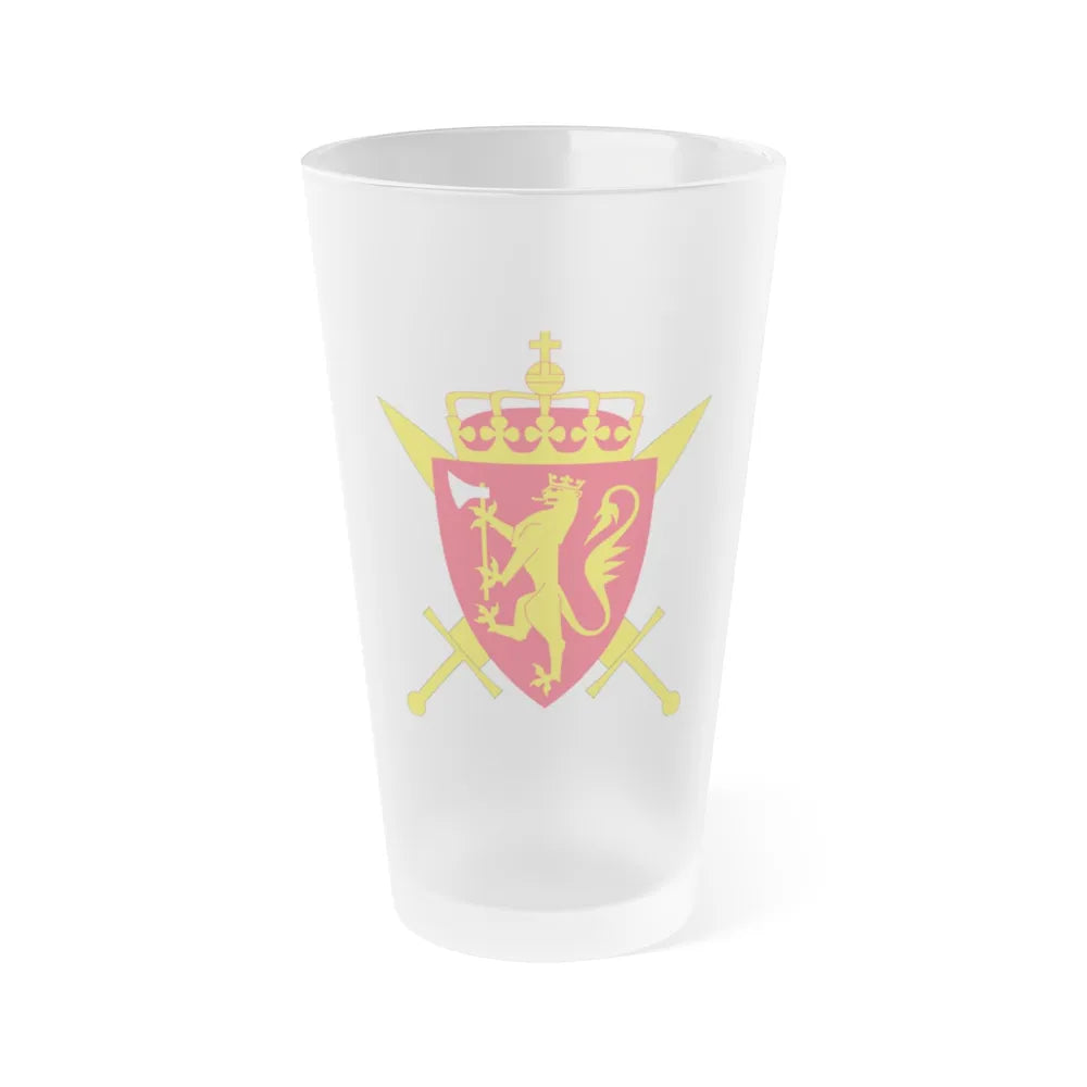 Coat of arms of the Norwegian Armed Forces - Frosted Pint Glass 16oz-16oz-Frosted-Go Mug Yourself