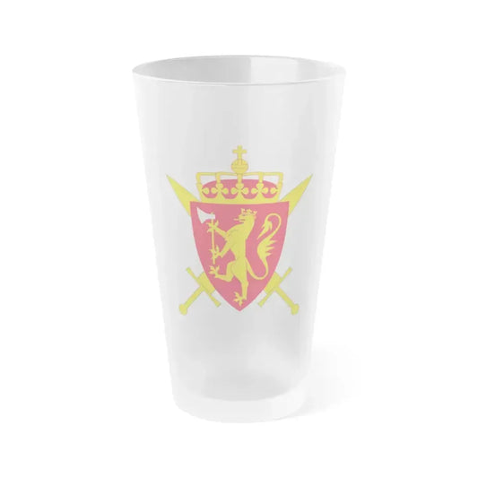 Coat of arms of the Norwegian Armed Forces - Frosted Pint Glass 16oz 16oz Frosted - Go Mug Yourself