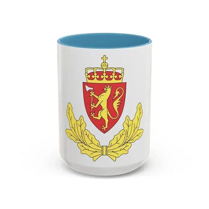 Coat of arms of the Norwegian Border Police - Accent Coffee Mug 15oz Light Blue - Go Mug Yourself