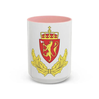 Coat of arms of the Norwegian Border Police - Accent Coffee Mug 15oz Pink - Go Mug Yourself