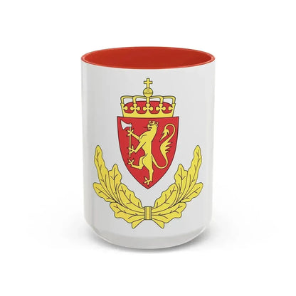 Coat of arms of the Norwegian Border Police - Accent Coffee Mug 15oz Red - Go Mug Yourself