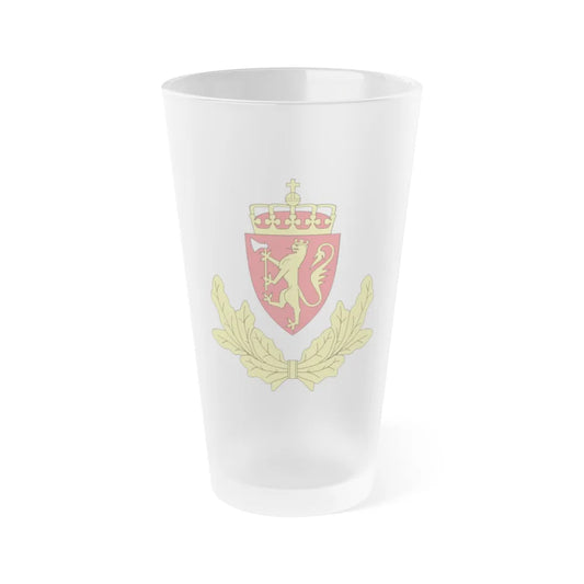 Coat of arms of the Norwegian Border Police - Frosted Pint Glass 16oz-16oz-Frosted-Go Mug Yourself