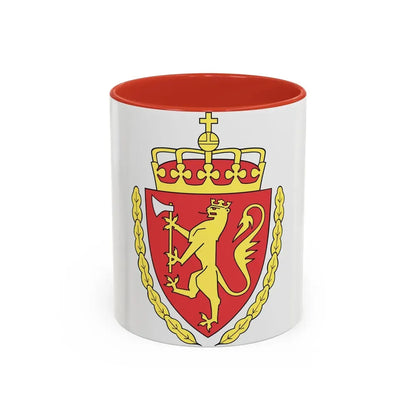 Coat of arms of the Norwegian Customs Service - Accent Coffee Mug 11oz Red - Go Mug Yourself