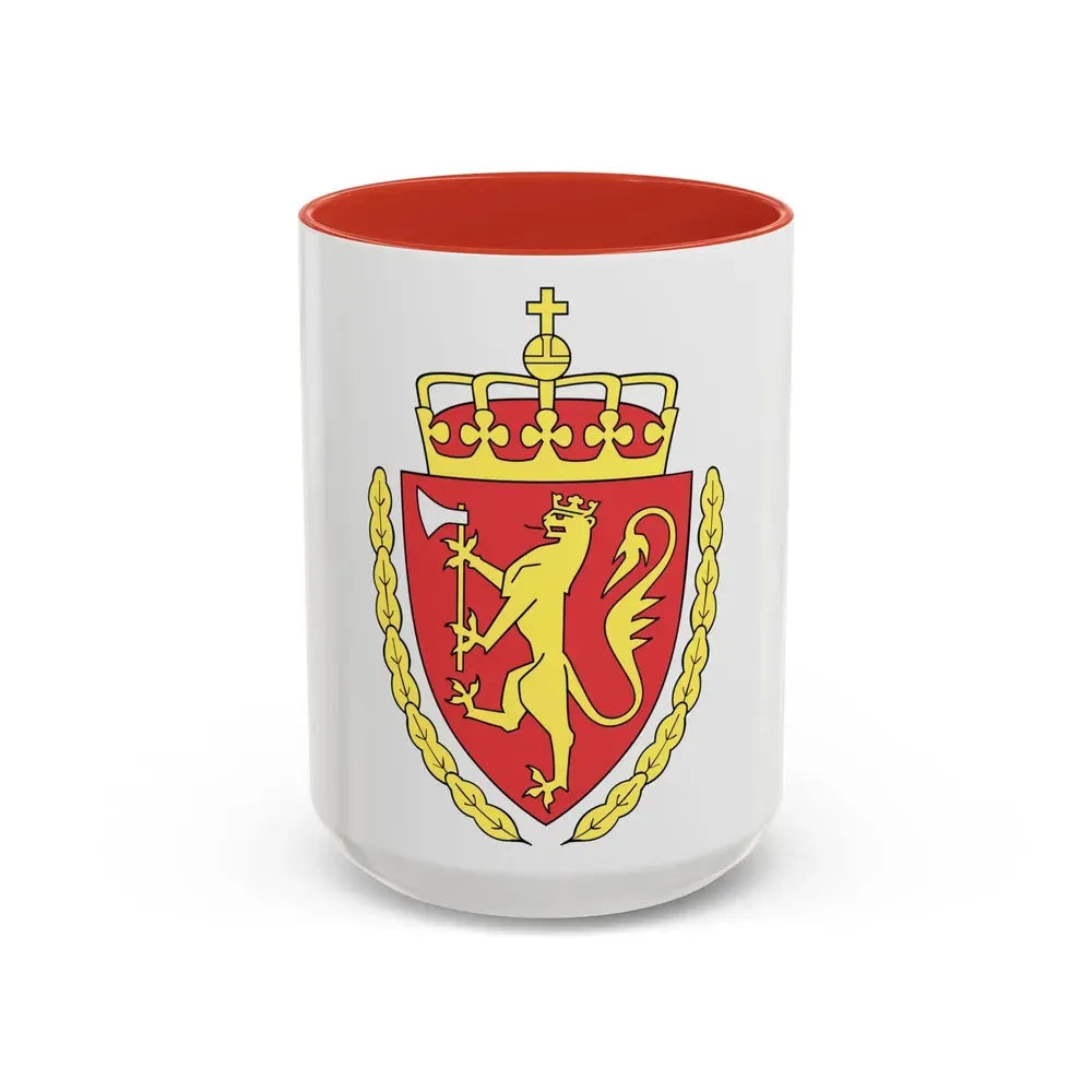 Coat of arms of the Norwegian Customs Service - Accent Coffee Mug 15oz Red - Go Mug Yourself