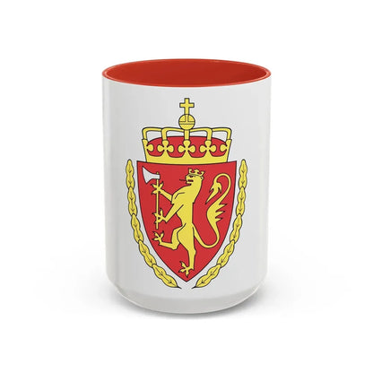 Coat of arms of the Norwegian Customs Service - Accent Coffee Mug 15oz Red - Go Mug Yourself