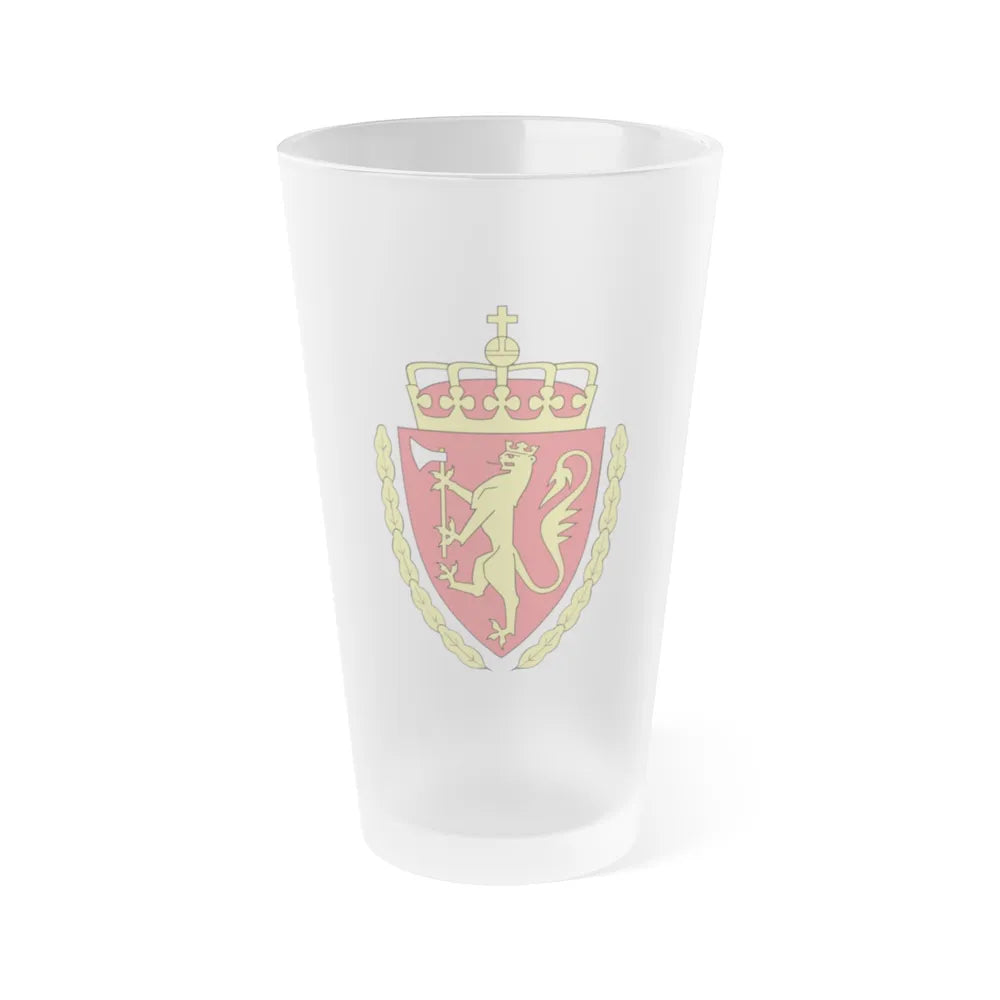 Coat of arms of the Norwegian Customs Service - Frosted Pint Glass 16oz-16oz-Frosted-Go Mug Yourself