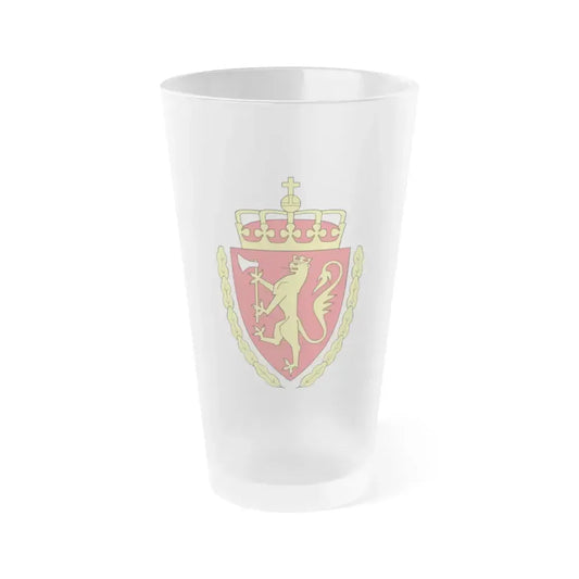 Coat of arms of the Norwegian Customs Service - Frosted Pint Glass 16oz 16oz Frosted - Go Mug Yourself