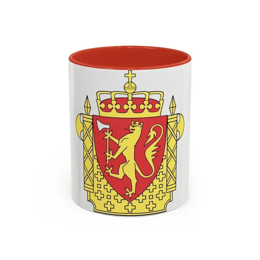Coat of arms of the Norwegian Police Service - Accent Coffee Mug 11oz Red - Go Mug Yourself