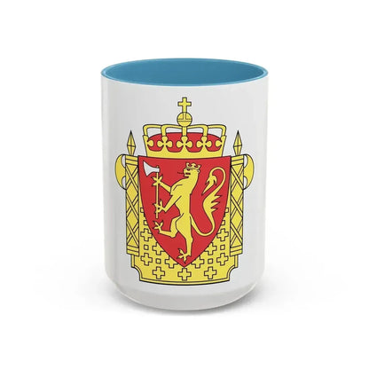 Coat of arms of the Norwegian Police Service - Accent Coffee Mug 15oz Light Blue - Go Mug Yourself