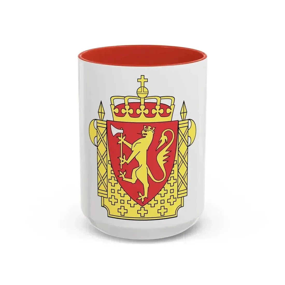 Coat of arms of the Norwegian Police Service - Accent Coffee Mug 15oz Red - Go Mug Yourself
