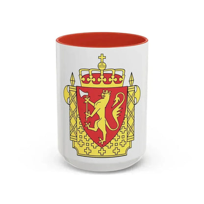Coat of arms of the Norwegian Police Service - Accent Coffee Mug 15oz Red - Go Mug Yourself