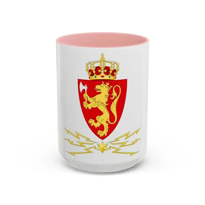 Coat of arms of the Norwegian Telegraph Administration - Accent Coffee Mug 15oz Pink - Go Mug Yourself