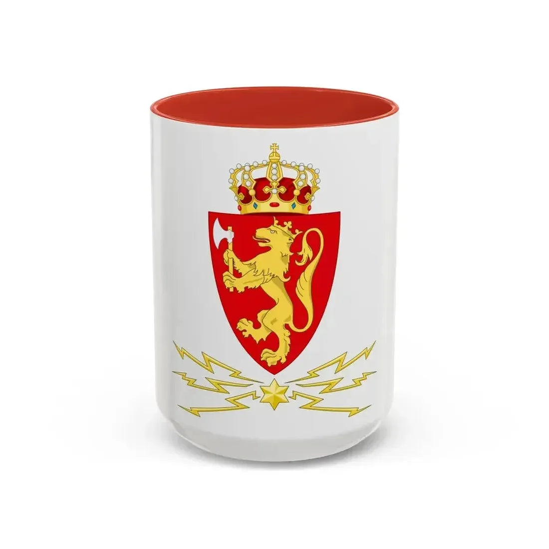 Coat of arms of the Norwegian Telegraph Administration - Accent Coffee Mug 15oz Red - Go Mug Yourself
