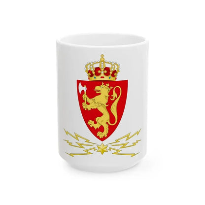 Coat of arms of the Norwegian Telegraph Administration - White Coffee Mug 15oz - Go Mug Yourself
