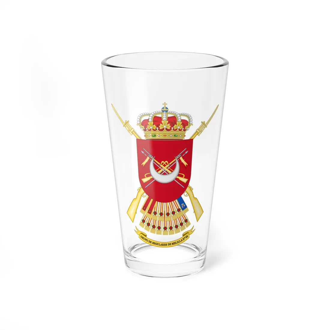 Coat of Arms of the of the 52nd Regulares Light Infantry Group (Spain) (Coat of Arms) Pint Glass 16oz 16oz - Go Mug Yourself