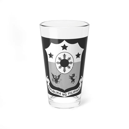 Coat of arms of the Philippines monochrome (Philippines) (Coat of Arms) Pint Glass 16oz 16oz - Go Mug Yourself