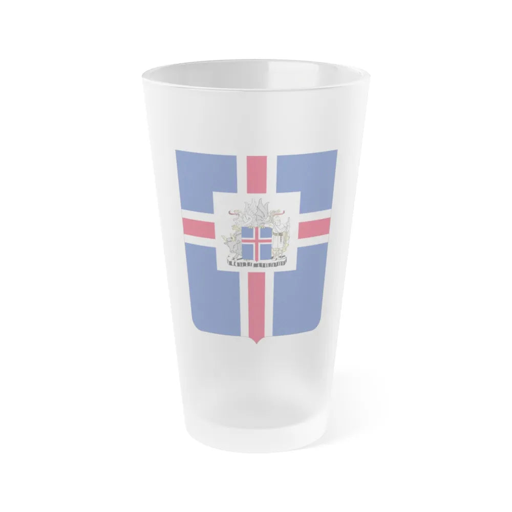 Coat of arms of the President of Iceland - Frosted Pint Glass 16oz-16oz-Frosted-Go Mug Yourself