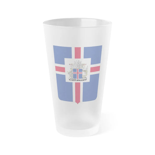 Coat of arms of the President of Iceland - Frosted Pint Glass 16oz-16oz-Frosted-Go Mug Yourself