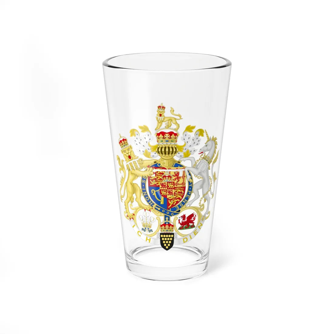 Coat of arms of the Prince of Wales (United Kingdom) (Coat of Arms) Pint Glass 16oz 16oz - Go Mug Yourself