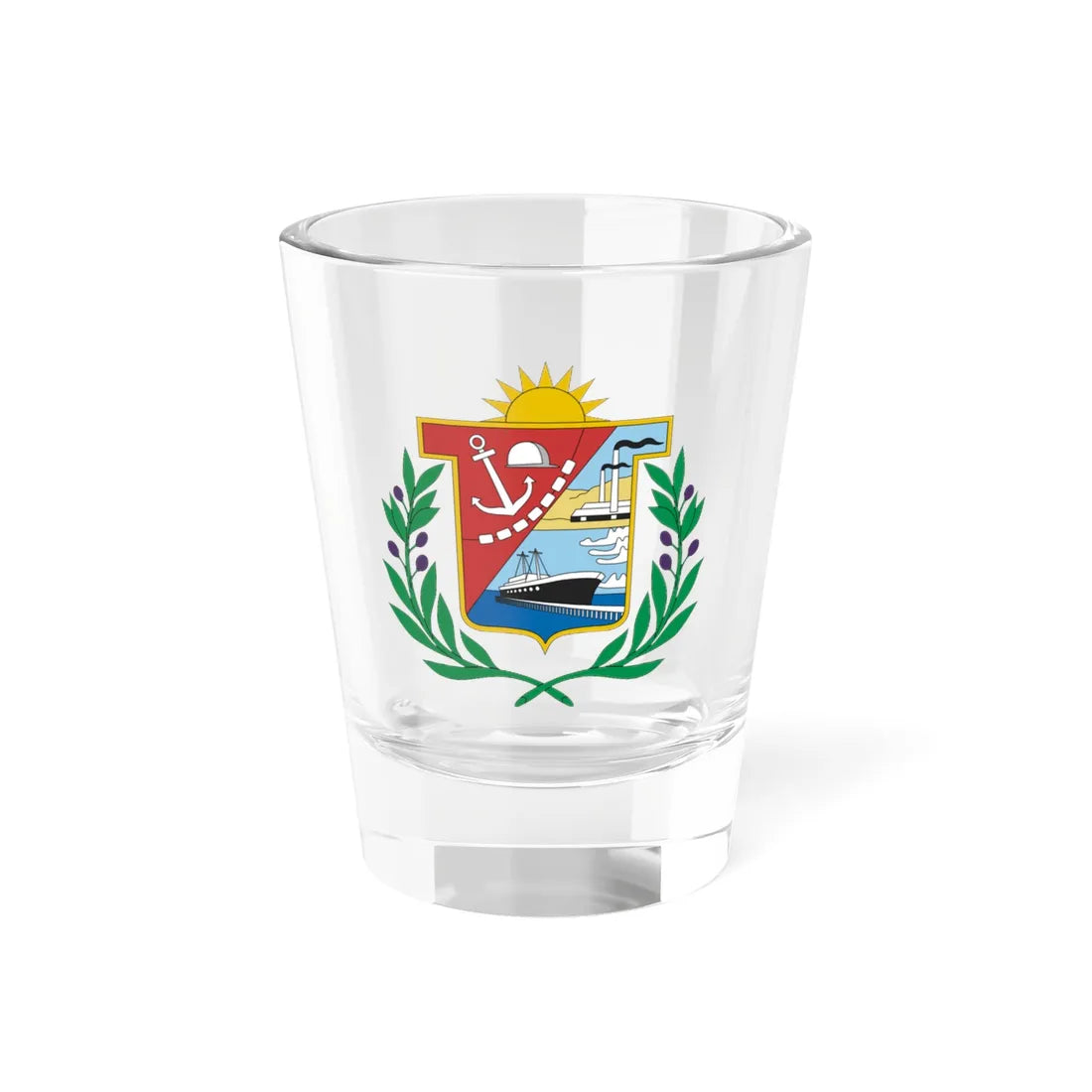 Coat of arms of the province of Ilo Peru (Peru) (Coat of Arms) Shot Glass 1.5oz 1.5oz - Go Mug Yourself