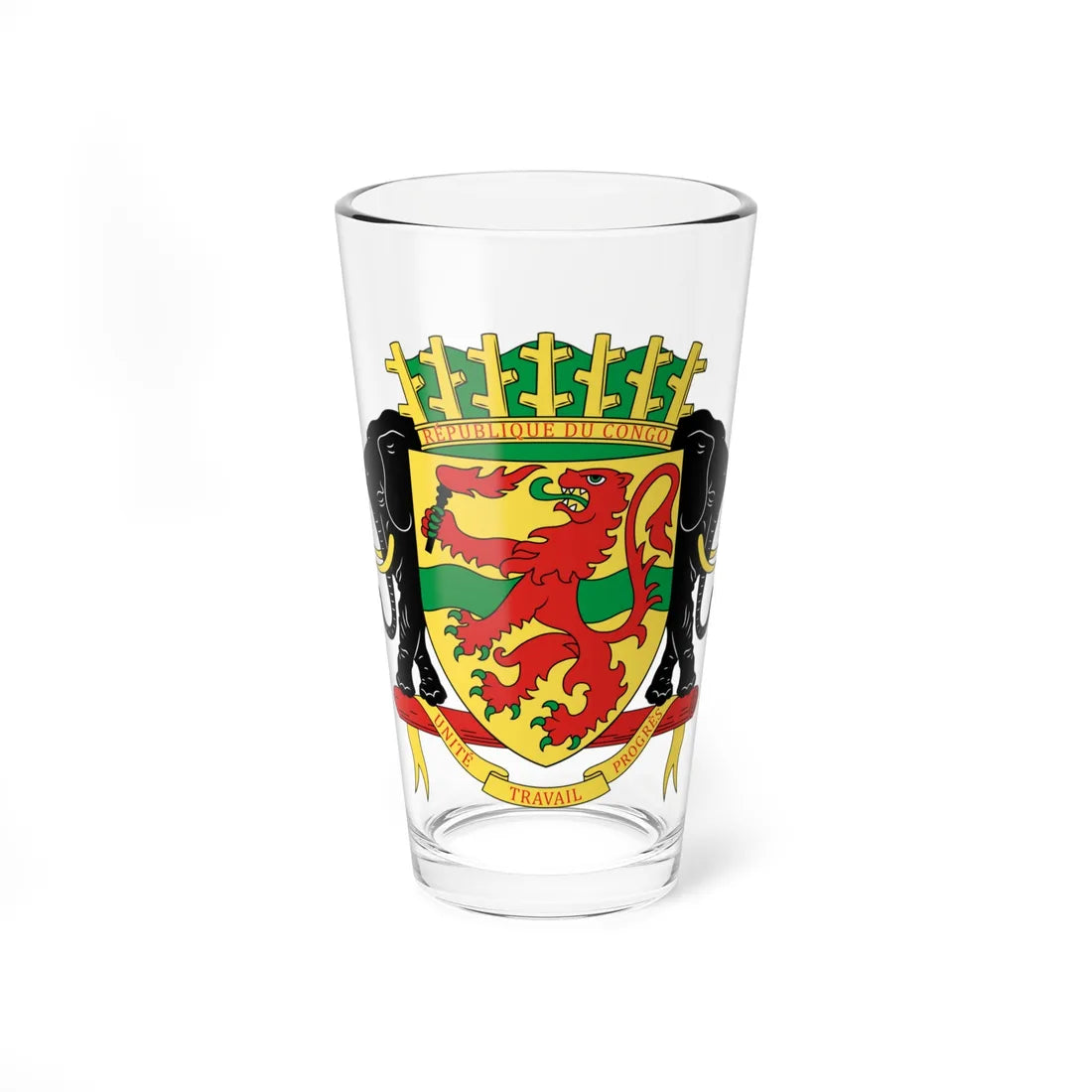 Coat of arms of the Republic of the Congo (Congo) (Coat of Arms) Pint Glass 16oz 16oz - Go Mug Yourself