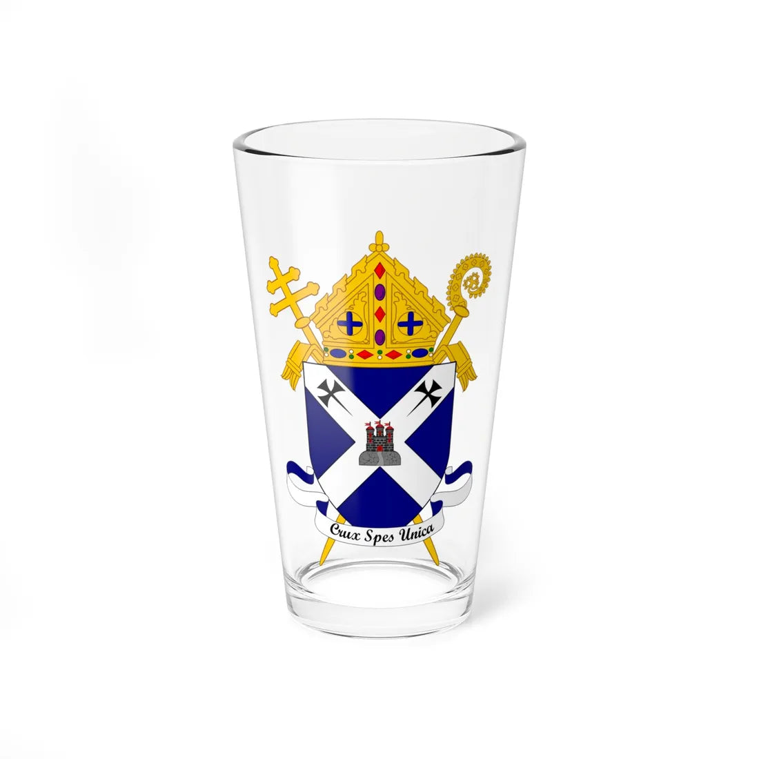 Coat of Arms of the Roman Catholic Archdiocese of Edinburgh (United Kingdom) (Coat of Arms) Pint Glass 16oz 16oz - Go Mug Yourself