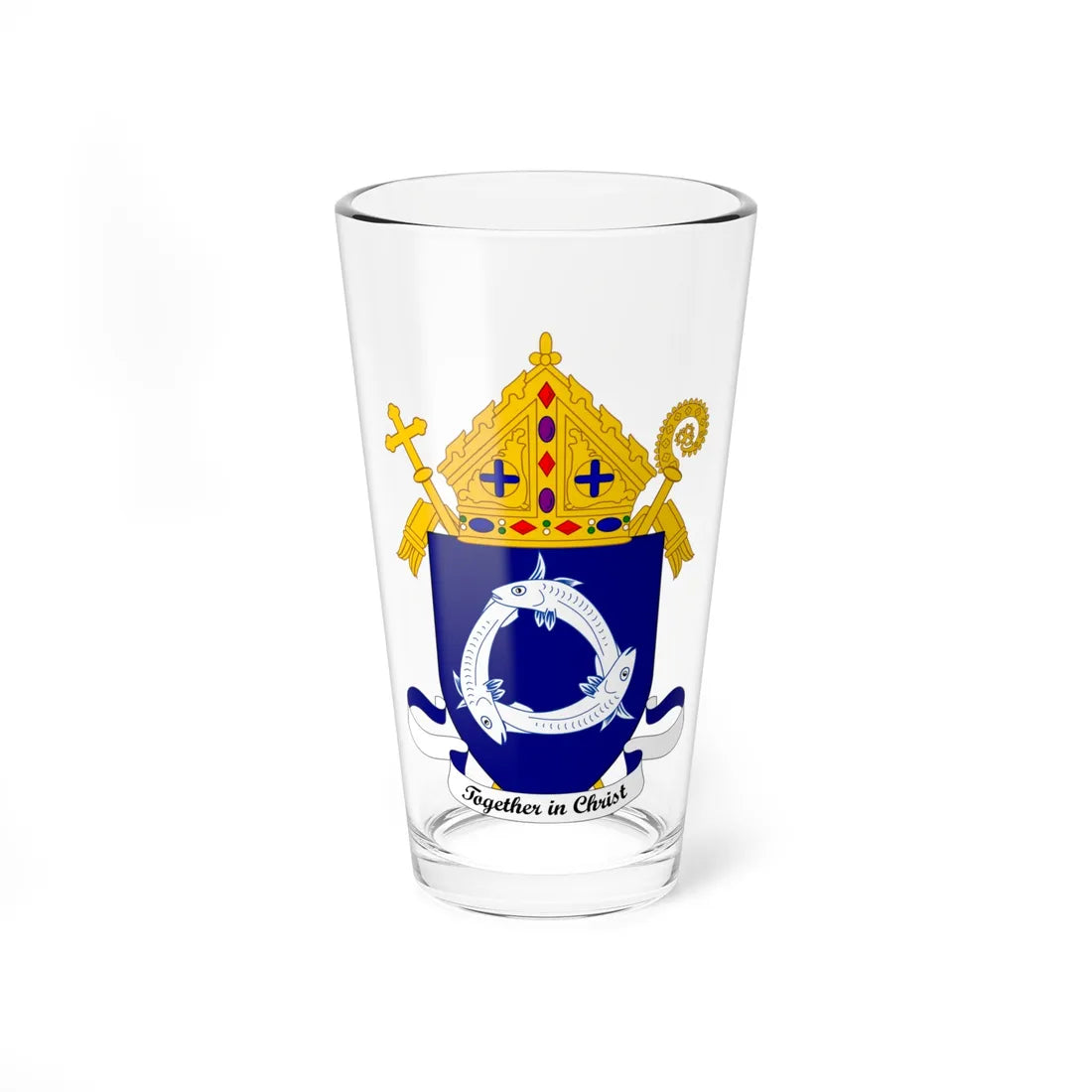 Coat of Arms of the Roman Catholic Diocese of Aberdeen (United Kingdom) (Coat of Arms) Pint Glass 16oz 16oz - Go Mug Yourself