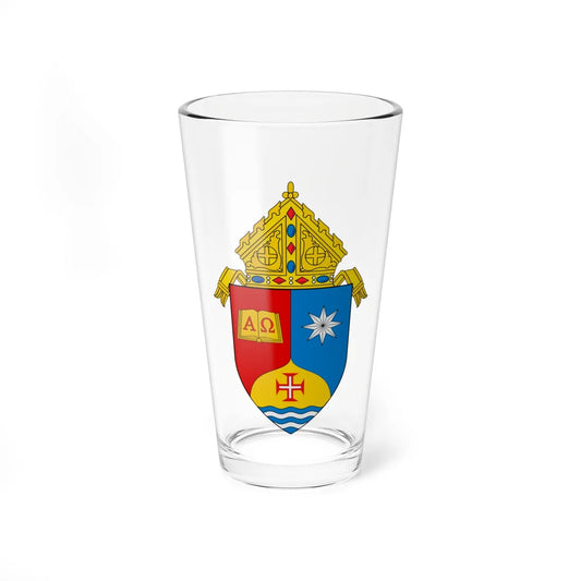 Coat of Arms of the Roman Catholic Diocese of Funchal (Portugal) (Coat of Arms) Pint Glass 16oz 16oz - Go Mug Yourself