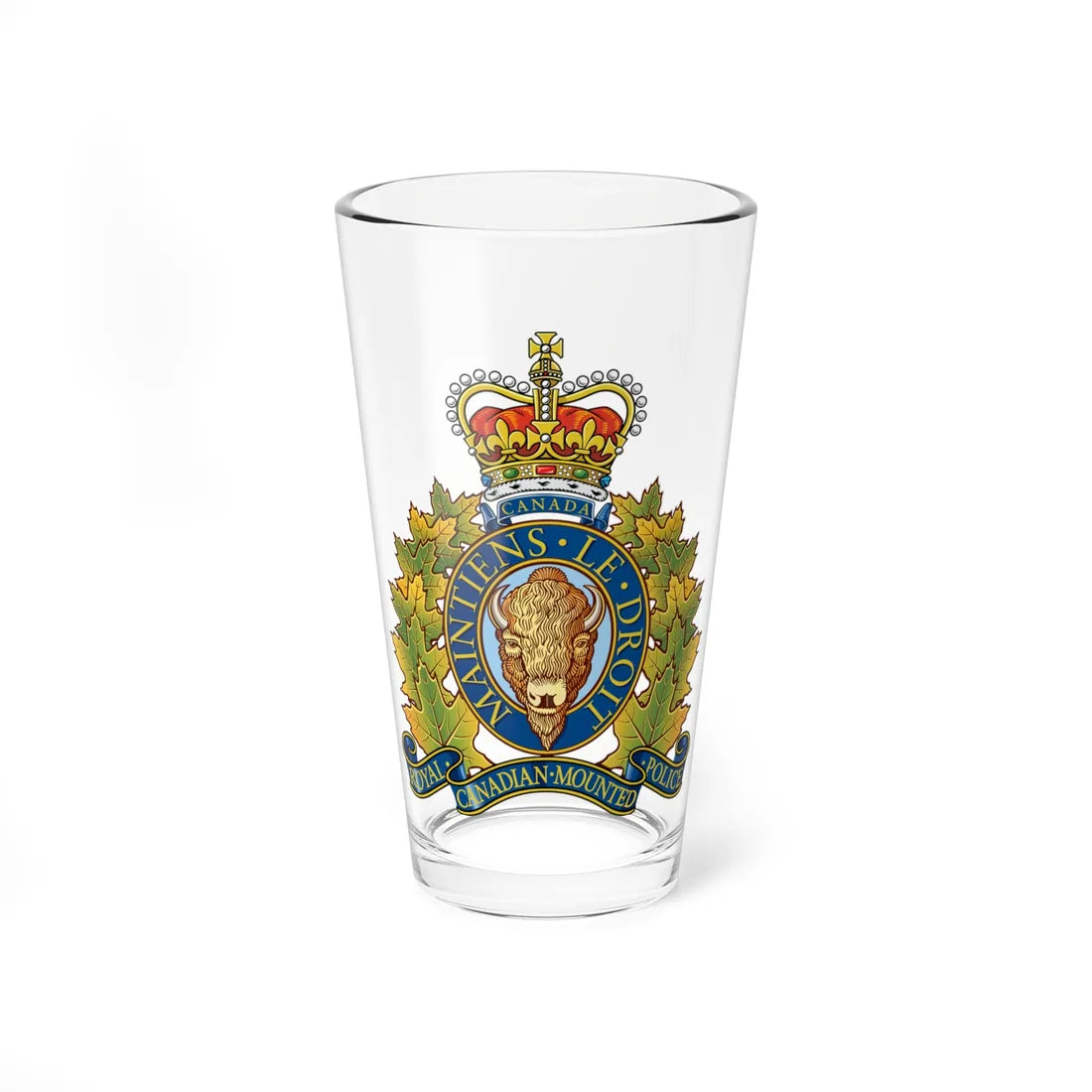 Coat of arms of the Royal Canadian Mounted Police (Canada) (Coat of Arms) Pint Glass 16oz 16oz - Go Mug Yourself
