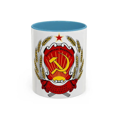 Coat of arms of the Russian Federation (1992-1993) - Accent Coffee Mug 11oz Light Blue - Go Mug Yourself
