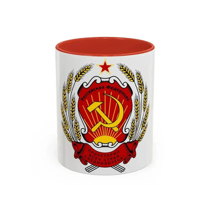 Coat of arms of the Russian Federation (1992-1993) - Accent Coffee Mug 11oz Red - Go Mug Yourself