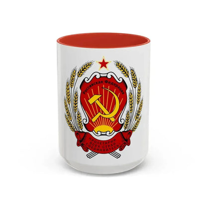 Coat of arms of the Russian Federation (1992-1993) - Accent Coffee Mug 15oz Red - Go Mug Yourself