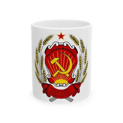 Coat of arms of the Russian Federation (1992-1993) - White Coffee Mug 11oz - Go Mug Yourself