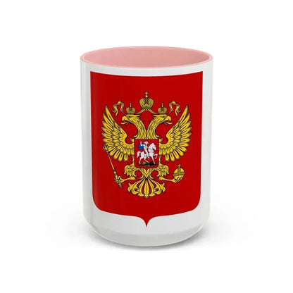 Coat of Arms of the Russian Federation - Accent Coffee Mug 15oz Pink - Go Mug Yourself