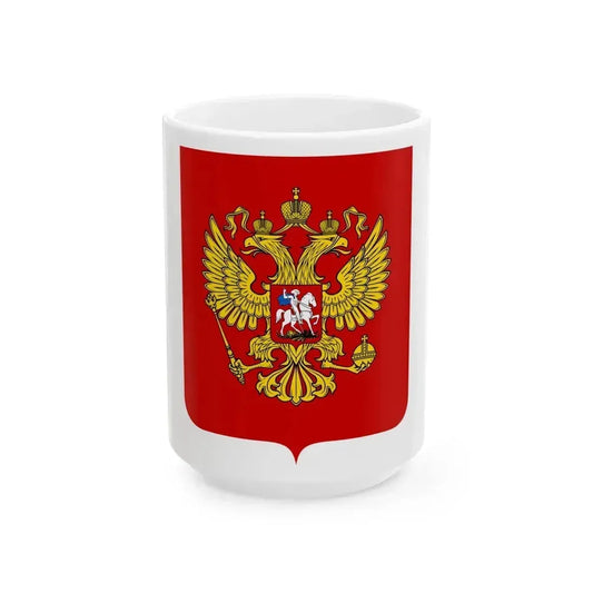 Coat of Arms of the Russian Federation - White Coffee Mug 15oz - Go Mug Yourself