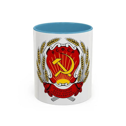 Coat of arms of the Russian Soviet Federative Socialist Republic (1920-1954) - Accent Coffee Mug 11oz Light Blue - Go Mug Yourself