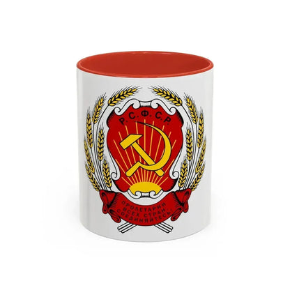 Coat of arms of the Russian Soviet Federative Socialist Republic (1920-1954) - Accent Coffee Mug 11oz Red - Go Mug Yourself