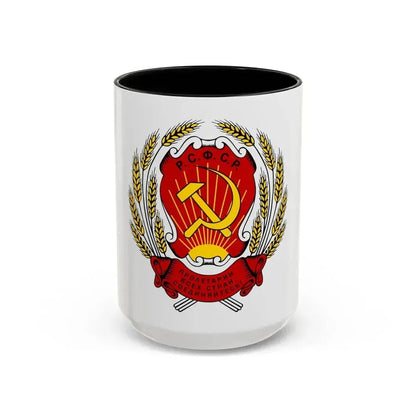 Coat of arms of the Russian Soviet Federative Socialist Republic (1920-1954) - Accent Coffee Mug 15oz Black - Go Mug Yourself