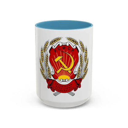 Coat of arms of the Russian Soviet Federative Socialist Republic (1920-1954) - Accent Coffee Mug 15oz Light Blue - Go Mug Yourself