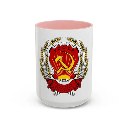 Coat of arms of the Russian Soviet Federative Socialist Republic (1920-1954) - Accent Coffee Mug 15oz Pink - Go Mug Yourself