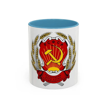 Coat of arms of the Russian Soviet Federative Socialist Republic (1954-1978) - Accent Coffee Mug 11oz Light Blue - Go Mug Yourself