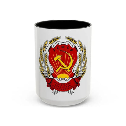 Coat of arms of the Russian Soviet Federative Socialist Republic (1954-1978) - Accent Coffee Mug 15oz Black - Go Mug Yourself
