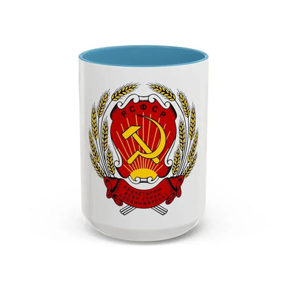 Coat of arms of the Russian Soviet Federative Socialist Republic (1954-1978) - Accent Coffee Mug 15oz Light Blue - Go Mug Yourself