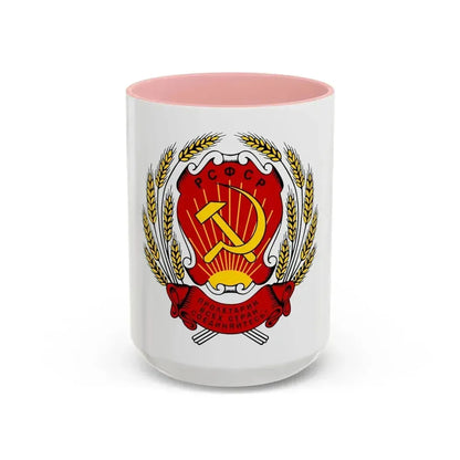 Coat of arms of the Russian Soviet Federative Socialist Republic (1954-1978) - Accent Coffee Mug 15oz Pink - Go Mug Yourself