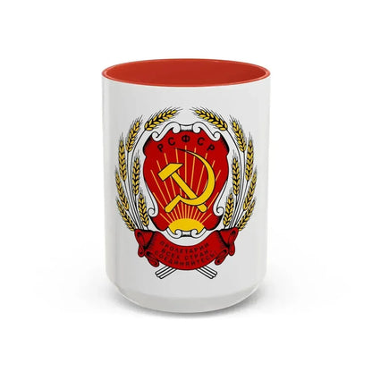 Coat of arms of the Russian Soviet Federative Socialist Republic (1954-1978) - Accent Coffee Mug 15oz Red - Go Mug Yourself