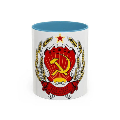 Coat of arms of the Russian Soviet Federative Socialist Republic - Accent Coffee Mug 11oz Light Blue - Go Mug Yourself